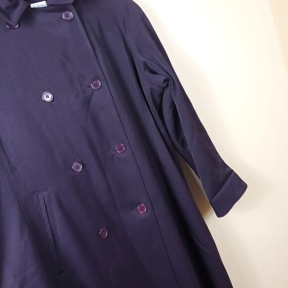 Vintage Preston & York Women's Navy Double Breasted Rain Trench Coat Size 10P - Picture 4 of 12